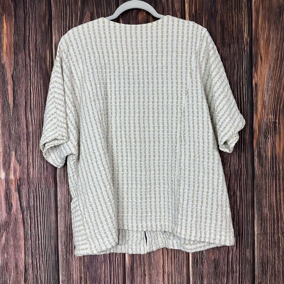 Focus Waffle Weave Button Front Top Womens Size XL Ivory Lagenlook Pockets - Picture 2 of 6